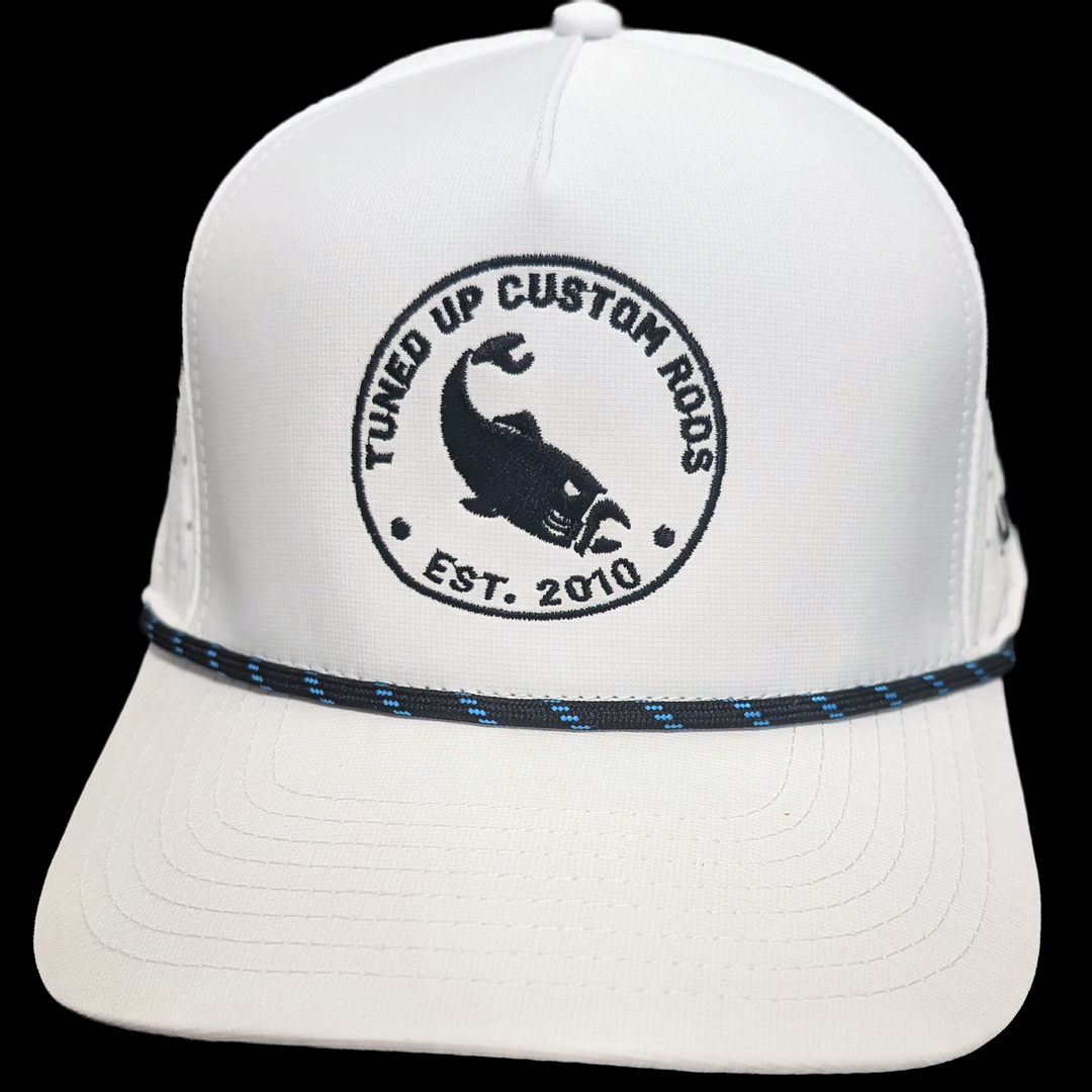 TUCR Edition STOCK Hat White with Twisted Black/Blue Rope